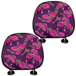 Purple Floral Flower Pattern Print Car Headrest Covers