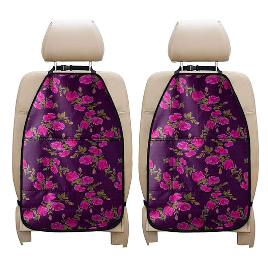 Purple Floral Flower Pattern Print Car Seat Organizers