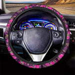 Purple Floral Flower Pattern Print Car Steering Wheel Cover