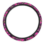 Purple Floral Flower Pattern Print Car Steering Wheel Cover