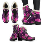 Purple Floral Flower Pattern Print Comfy Boots GearFrost