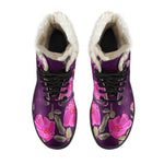Purple Floral Flower Pattern Print Comfy Boots GearFrost
