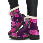 Purple Floral Flower Pattern Print Comfy Boots GearFrost
