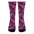 Purple Floral Flower Pattern Print Crew Socks