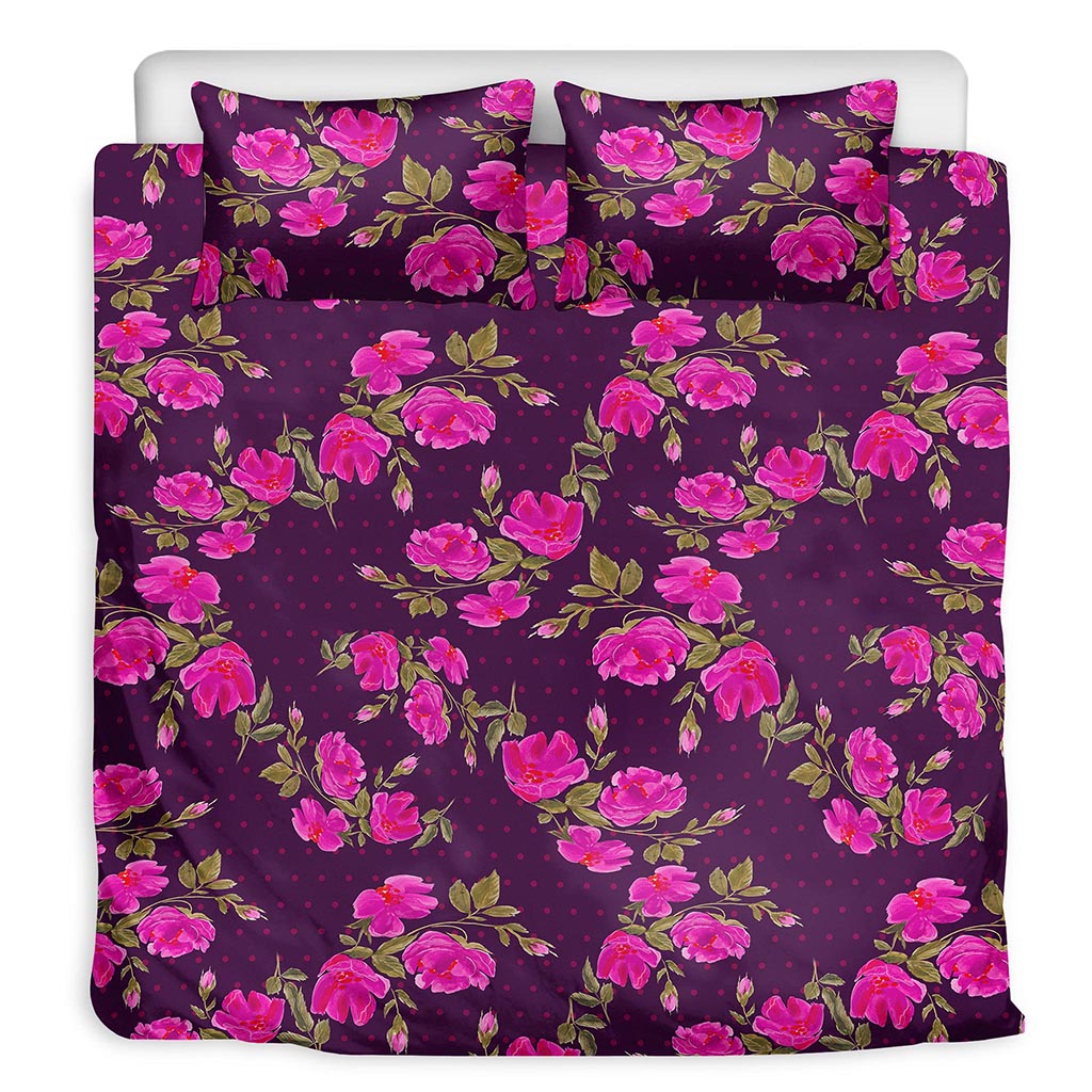 Purple Floral Flower Pattern Print Duvet Cover Bedding Set