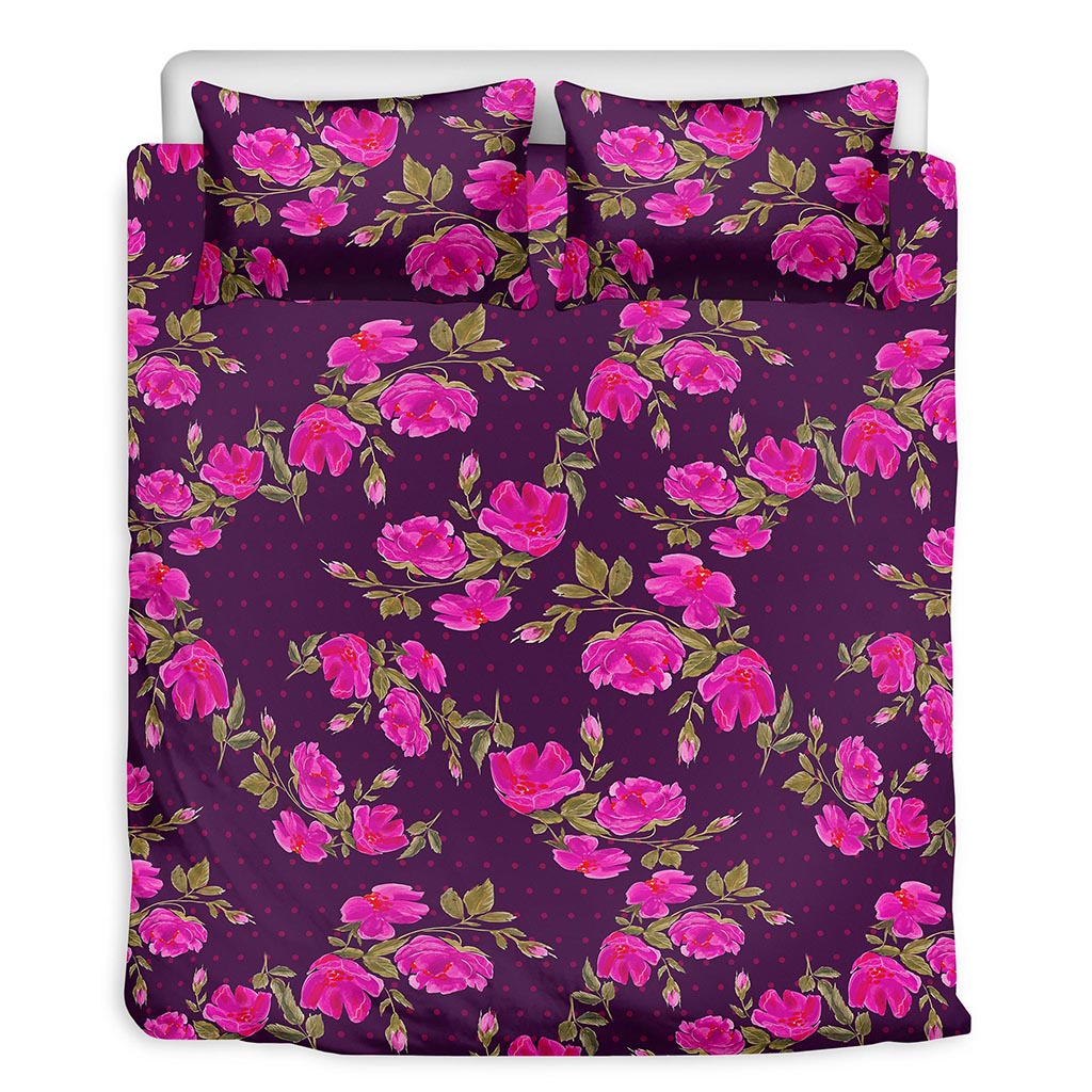 Purple Floral Flower Pattern Print Duvet Cover Bedding Set