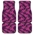 Purple Floral Flower Pattern Print Front and Back Car Floor Mats