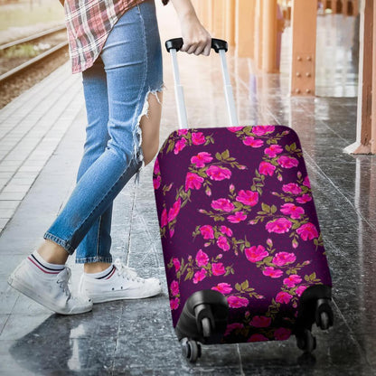 Purple Floral Flower Pattern Print Luggage Cover GearFrost