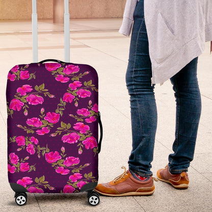 Purple Floral Flower Pattern Print Luggage Cover GearFrost