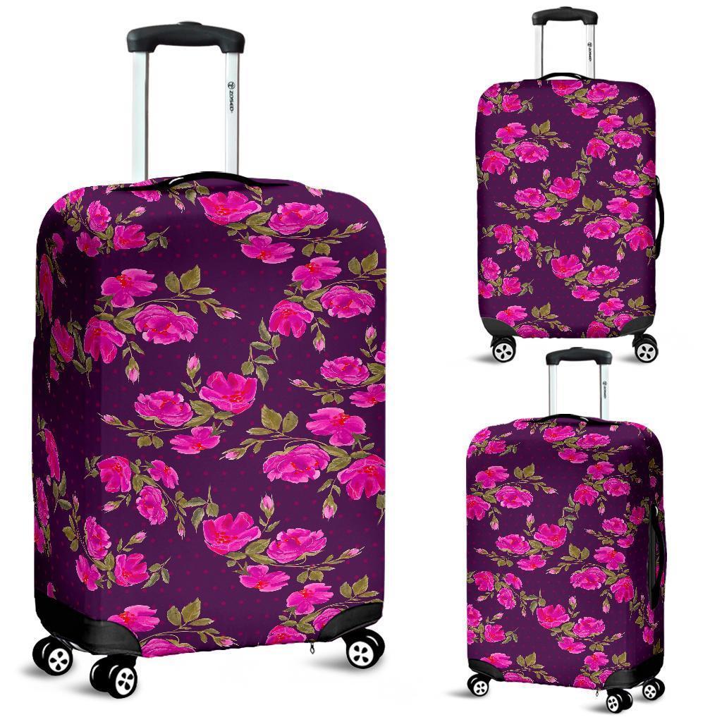 Purple Floral Flower Pattern Print Luggage Cover GearFrost