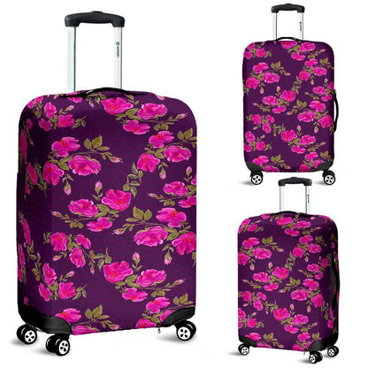 Purple Floral Flower Pattern Print Luggage Cover GearFrost