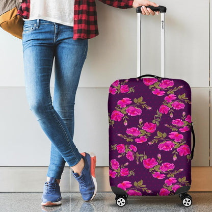 Purple Floral Flower Pattern Print Luggage Cover GearFrost