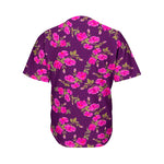 Purple Floral Flower Pattern Print Men's Baseball Jersey