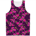 Purple Floral Flower Pattern Print Men's Tank Top