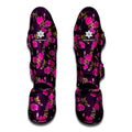 Purple Floral Flower Pattern Print Muay Thai Shin Guards