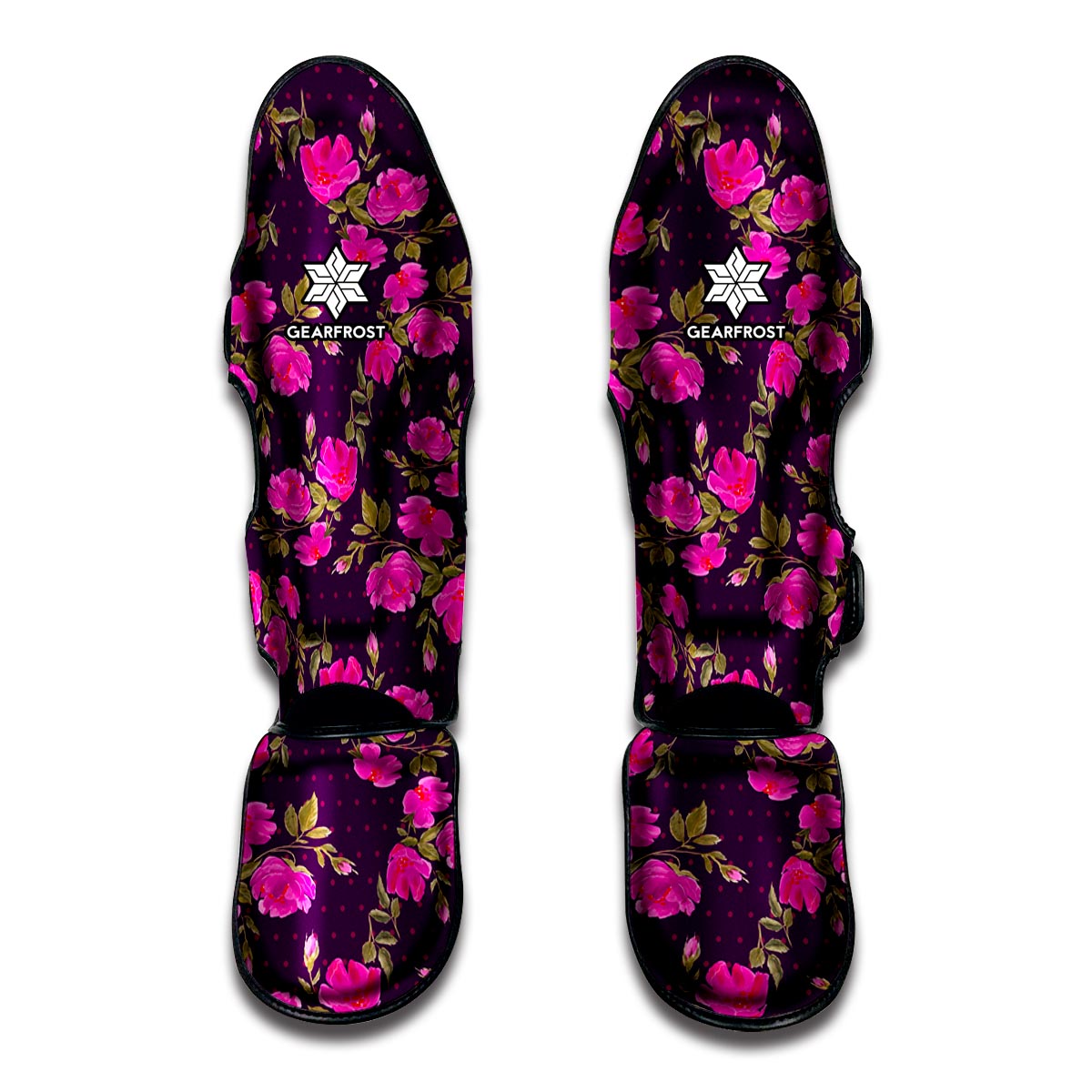 Purple Floral Flower Pattern Print Muay Thai Shin Guard