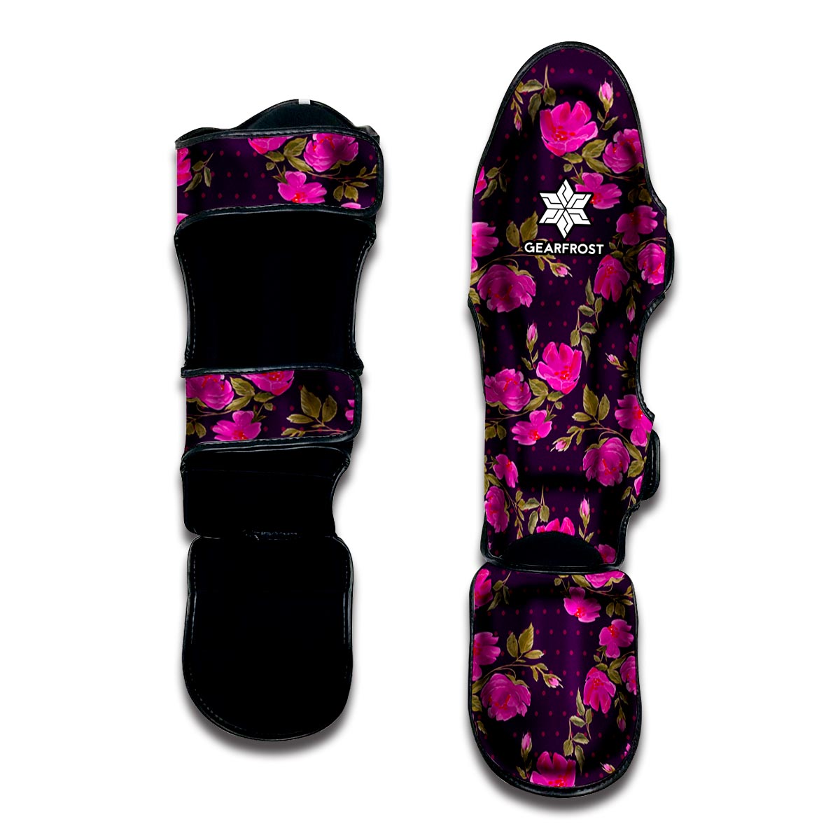 Purple Floral Flower Pattern Print Muay Thai Shin Guard