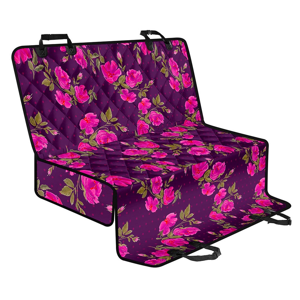 Purple Floral Flower Pattern Print Pet Car Back Seat Cover