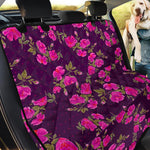 Purple Floral Flower Pattern Print Pet Car Back Seat Cover
