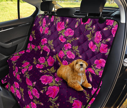 Purple Floral Flower Pattern Print Pet Car Back Seat Cover
