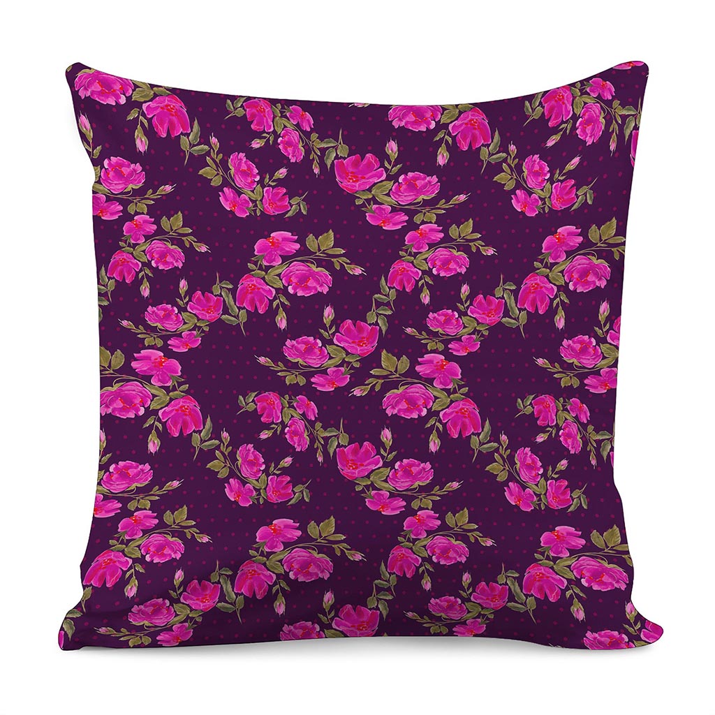 Purple Floral Flower Pattern Print Pillow Cover