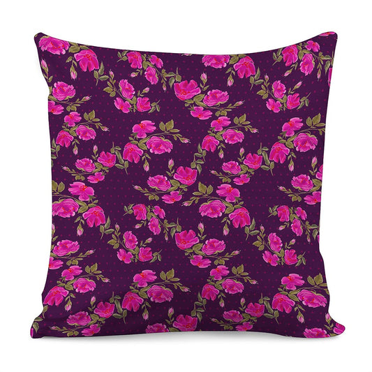 Purple Floral Flower Pattern Print Pillow Cover