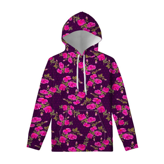 Purple Floral Flower Pattern Print Pullover Hoodie