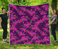 Purple Floral Flower Pattern Print Quilt