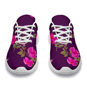 Purple Floral Flower Pattern Print Sport Shoes GearFrost