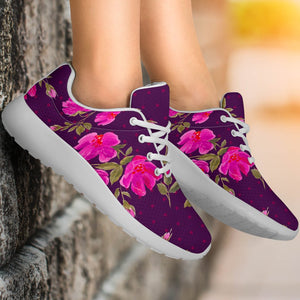 Purple Floral Flower Pattern Print Sport Shoes GearFrost