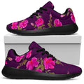 Purple Floral Flower Pattern Print Walking Shoes