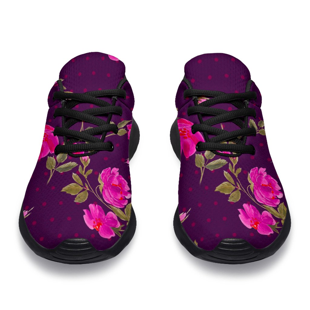 Purple Floral Flower Pattern Print Sport Shoes GearFrost