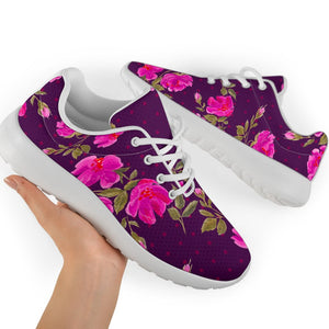 Purple Floral Flower Pattern Print Sport Shoes GearFrost