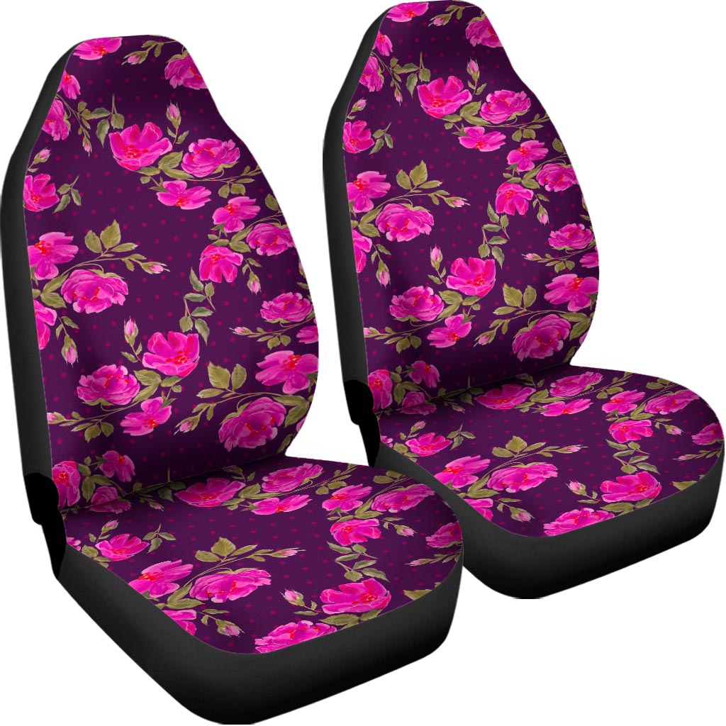 Purple Floral Flower Pattern Print Universal Fit Car Seat Covers