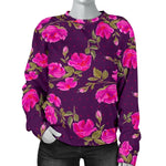 Purple Floral Flower Pattern Print Women's Crewneck Sweatshirt GearFrost