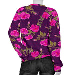 Purple Floral Flower Pattern Print Women's Crewneck Sweatshirt GearFrost