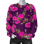 Purple Floral Flower Pattern Print Women's Crewneck Sweatshirt GearFrost