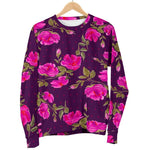 Purple Floral Flower Pattern Print Women's Crewneck Sweatshirt GearFrost