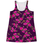 Purple Floral Flower Pattern Print Women's Racerback Tank Top