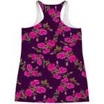 Purple Floral Flower Pattern Print Women's Racerback Tank Top