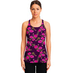 Purple Floral Flower Pattern Print Women's Racerback Tank Top