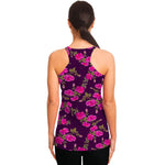 Purple Floral Flower Pattern Print Women's Racerback Tank Top