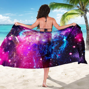 Purple Galaxy Space Blue Stardust Print Beach Sarong Wrap GearFrost