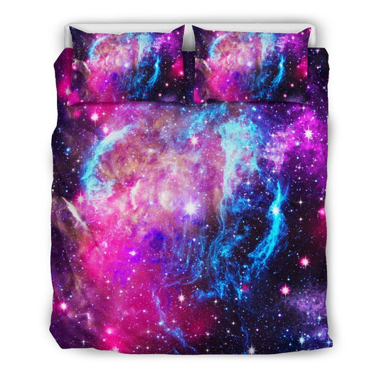 Purple Galaxy Space Blue Stardust Print Duvet Cover Bedding Set GearFrost