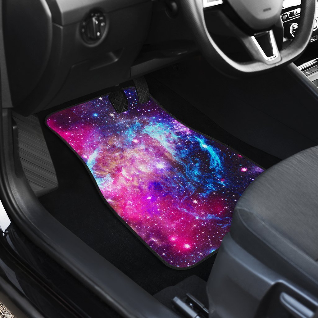 Purple Galaxy Space Blue Stardust Print Front and Back Car Floor Mats GearFrost