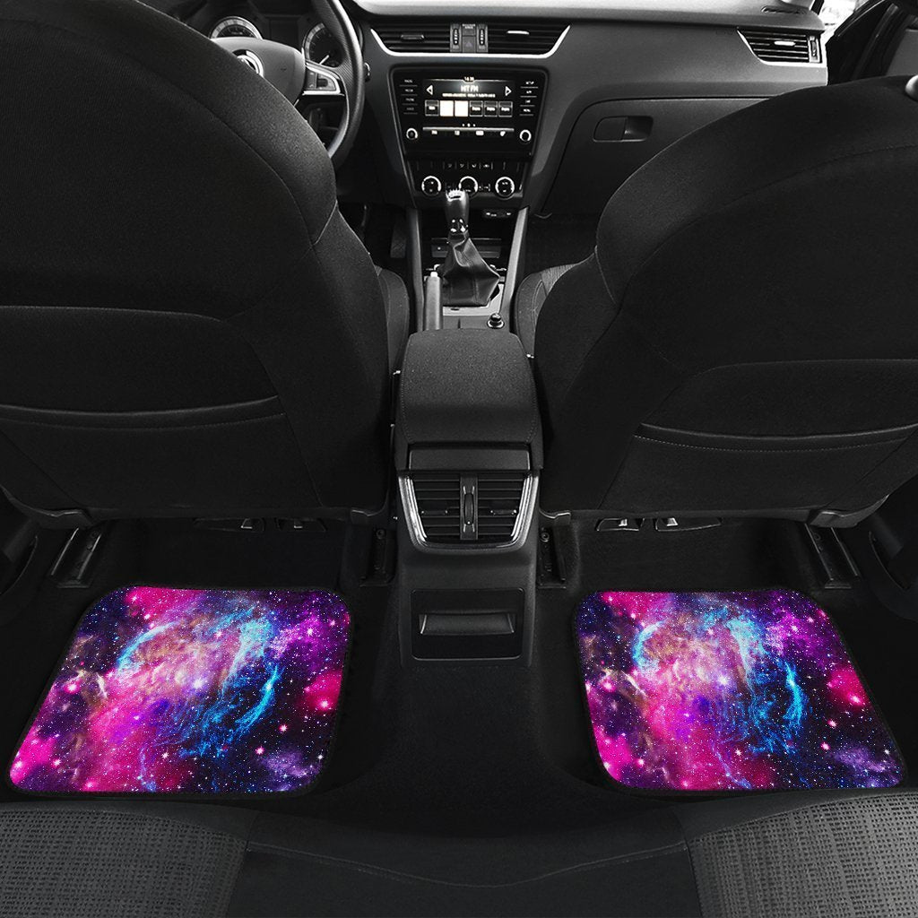 Purple Galaxy Space Blue Stardust Print Front and Back Car Floor Mats GearFrost