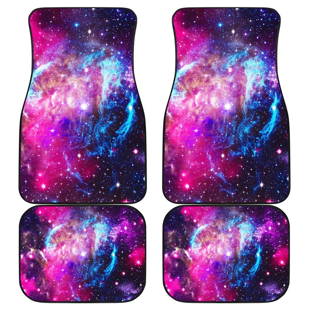 Purple Galaxy Space Blue Stardust Print Front and Back Car Floor Mats GearFrost