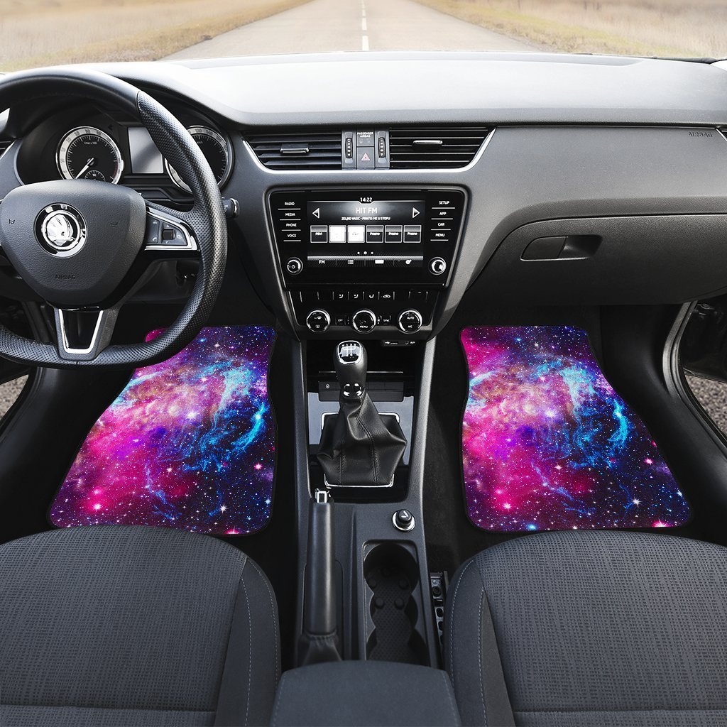 Purple Galaxy Space Blue Stardust Print Front Car Floor Mats GearFrost
