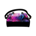 Purple Galaxy Space Blue Stardust Print Leather Shoulder Handbag GearFrost
