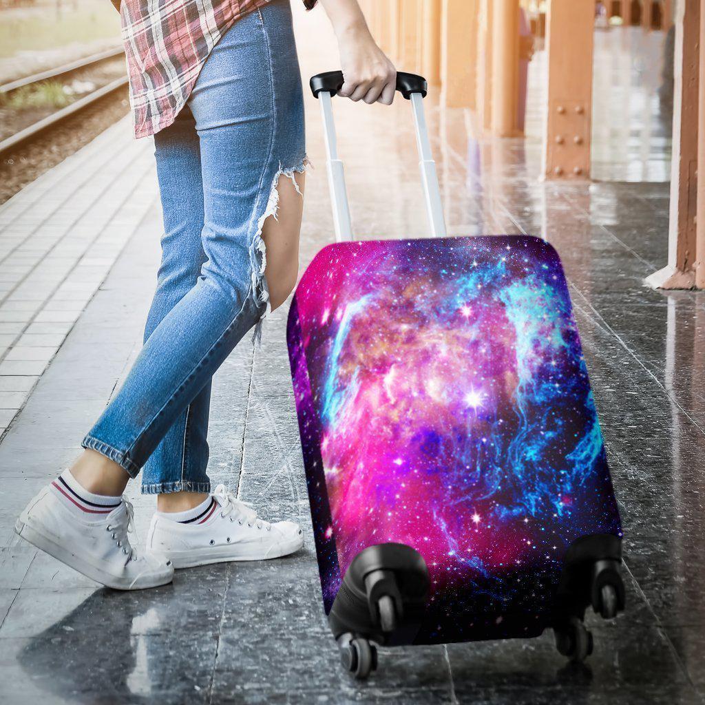 Purple Galaxy Space Blue Stardust Print Luggage Cover GearFrost